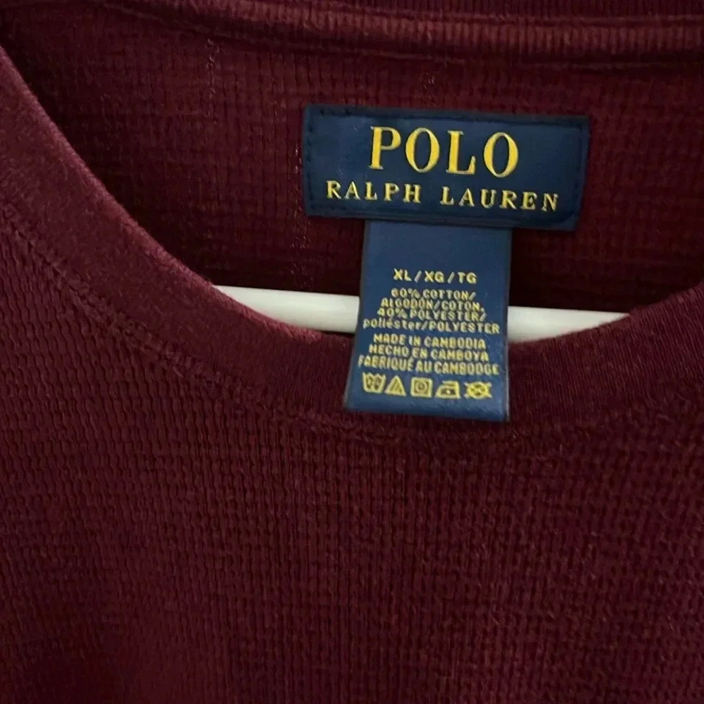 Polo Ralph Lauren XL long sleeve shirt cotton blend textured body smooth sleeve - Picture 5 of 7